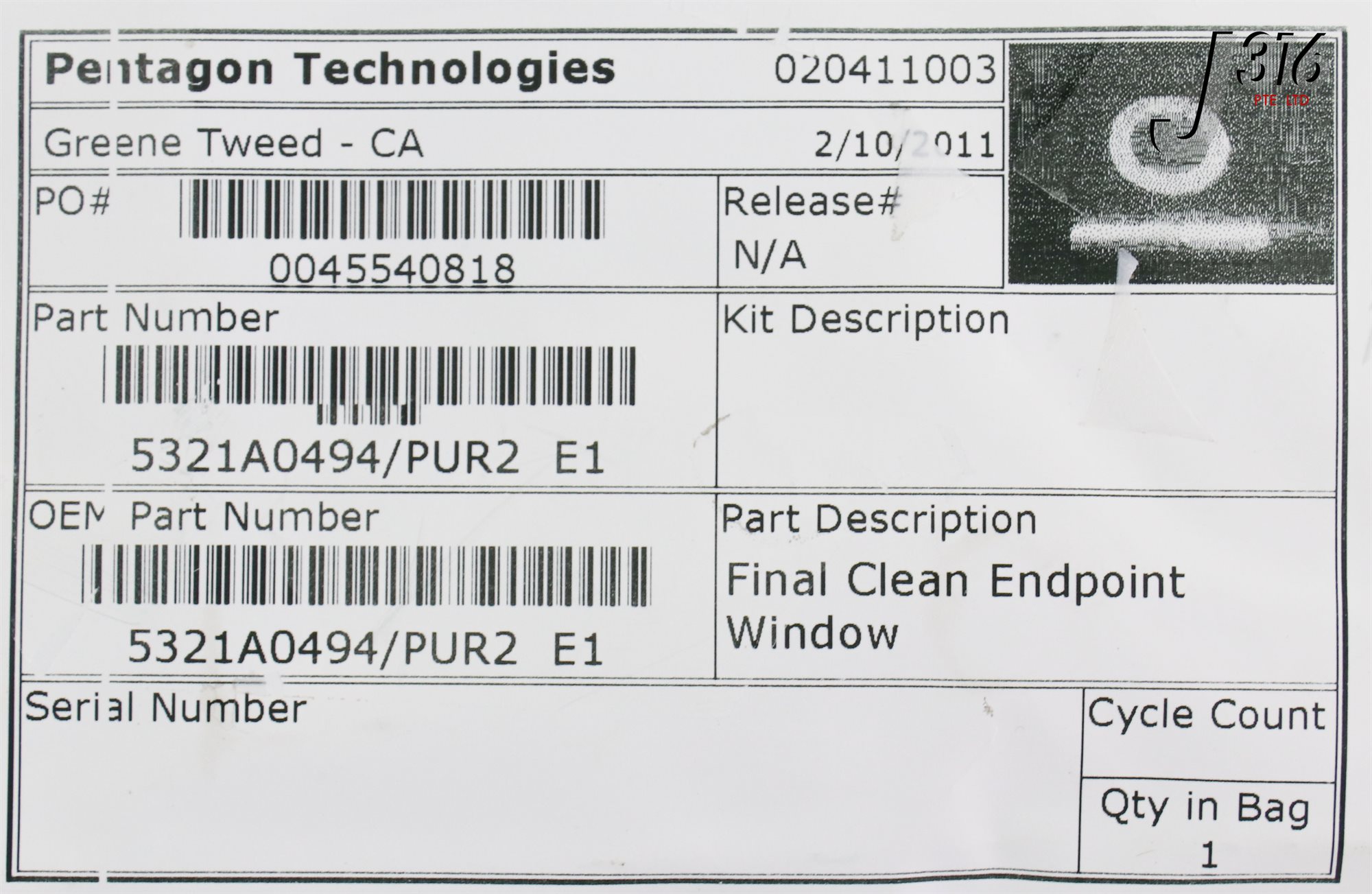 24098 GREENE TWEED FINAL CLEAN EPT WIN, 5321-0421 (CLEANED